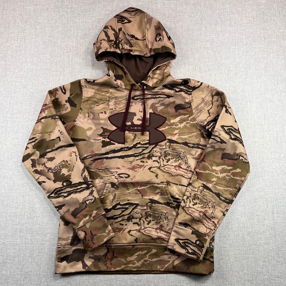 Under Armour Storm1 Fleece Camo Hoodie Women Small Medium Brown Utility Hunting